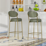 ZUN 29'' H Seat Height Upholstered Bar Stools Set of 2 Faux Leather Counter Dining Stool with Golden W1757P227879