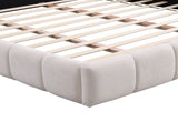 Elegant Beige Chenille Upholstered Bed with Checkerboard Design, King, Beige N769P264802A