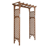 152*60*215cm Beautiful And Practical Flat-Topped Wooden Arch Garden Arch Dark Brown 50147536