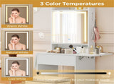 Vanity Table with LED Lighted Mirror, 2 Drop Leaf Extension & Built-in Charging Station-White 83199140