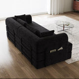78.7-Inch Convertible Sleeper Sofa Bed with Cylindrical Pillow, Chenille Folding Mattress Couch with W834P337413