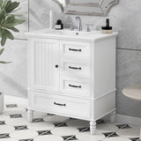 ZUN 30" Bathroom Vanity with Sink, Bathroom Cabinet with A Door, Three Drawers, Solid Wood Legs & MDF N725P195409K