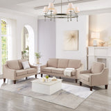 Modern 3 Person seat Sofa Couch with Scooped Armrest/Wood legs,Upholstered Velvet 3-seat Sofa with W2186P143473
