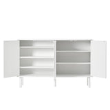 ZUN ON-TREND Minimalist Shoe Cabinet with 5 Solid Wood Legs, Cream Style Sideboard Buffet Cabinet with N721P205785K