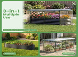 3-in-1 Raised Garden Bed with Greenhouse Cover, Galvanized Steel Planter Box for Year-Round Growing 55483065