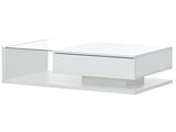 ON-TREND Modern Coffee Table with Tempered Glass, Wooden Cocktail Table with WF303936AAK