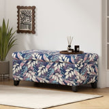 Luxury Storage Ottoman with Floral Patterned Fabric, Soft-Close Hinges, Multi-Functional Footrest & N767P257582L