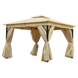 TREXM 10x12 Outdoor Gazebo Tent with Double Roofs, Patio Gazebo with Mosquito Netting and Privacy N715P261157A