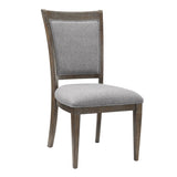 Transitional Brown Gray Side Chairs Set of 2, Fabric Upholstery Seat Back Wooden Dining Furniture B011P321316