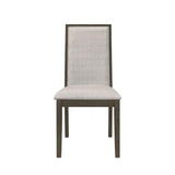 Set of 2 Beige Fabric Upholstered Dining Chairs, Dark Grey B016P227297