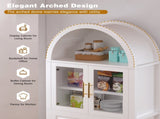 71" Tall Arched Kitchen Pantry Cabinet with Glass Door, Farmhouse Storage Pantry Cabinet with W2917P384735