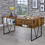 ZUN 4-Drawer Writing Desk in Antique Nutmeg and Black B016P164169