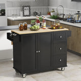 Rolling Mobile Kitchen Island with Solid Wood Top Locking Wheels,52.7 Inch Width,Storage Cabinet WF287035AAB