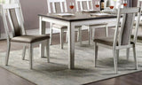 Classic Weathered White / Warm Gray Set of 2 Side Chairs Fabric Unique Back Solid wood Chair B011104806