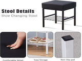 Vanity Footstool Ottoman 13" x 13" x 16", Soft Padded Seat with Faux Leather Cover, Modern Metal 83439500
