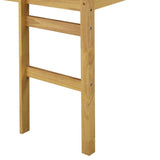 Solid Wooden, Rubber Wooden Twin Loft Bed with Ladder, Bed Platform of Strengthened Slats, Natural W504P190954