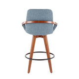 Cosmo Mid-Century Counter Stool in Walnut and Blue Noise Fabric by LumiSource B202P221845