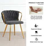 ZUN Modern simple Dark Grey linen dining chair, home bedroom stool back student desk chair, gold-plated W210P208446