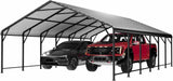 Galvanized Steel Carport, Outdoor Carport Full-Size Metal Carport Kit, 12' X 20' , Charcoal 98666423