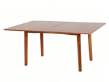 Foldable Extendable Dining Table, Solid Rubber Wood Kitchen Table with Drop Leaf, Mid-Century W3101P577357
