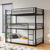Triple Twin Bunk Beds, Twin Over Twin Over Twin Metal Bunk Bed Platform Frame, Two Attached Ladders, W840P209935