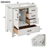 30" White Bathroom Vanity with Sink Combination Set, Bathroom Storage Cabinet with Soft Close Door, N729P177787K