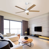 ZUN 52 Inch Modern Led Ceiling Fan With 3 Color Dimmable 5 Plywood Blades Remote Control Reversible W882P147808