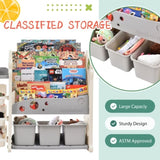 Kids Bookshelf Toy Storage with 17 Bins and 5 Bookshelves, Multi-functional Nursery PP300106AAE