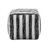 Modern Pouf Black and White Striped Fabric Upholstered Ottoman, Non-Slip Floor Pouf, Bean Bag Chair, B011P251659
