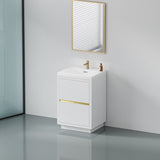 24" Freestanding Bathroom Vanity with Sink, Bathroom Storage Vanity Cabinet with Stone Resin W1573P211195