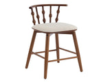 Doria Indoor Wooden Barstool, Walnut Finish With Beige Upholstery, Set of 2 N775P299416W