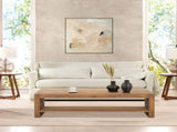 Ada 83" Flared Arm Contemporary Sofa with Lumbar Pillows, Flax White Linen B2719P238347