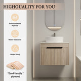 ZUN 24 " Modern Design Float Bathroom Vanity With Ceramic Basin Set, Wall Mounted White Oak Vanity With 94581805