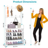 ZUN 5-Tier Dustproof Entryway Hall Tree Coat Rack Shoe Rack With 8 Removable Hooks Freestanding Shoe 71189357