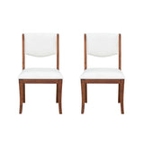 Walnut Finish Upholstered Dining Chairs Set of 2 - Traditional Elegant Fabric Side Chairs with N842P315209D