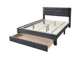 Luxury Contemporary Look 1pc Queen Size Bed w Storage Drawer Charcoal Corduroy Headboard Bedframe B011P238964