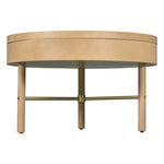 ZUN Modern Round Wood Rotating Tray Coffee Table with Storage & Metal Legs in Natural 99454881