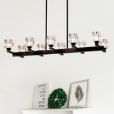Chandelier for Dining Room, 10-Light Black Farmhouse Linear Pendant Light Fixture, Modern Crystal W1592P232178