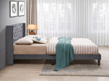 Velvet Button Tufted-Upholstered Bed with Wings Design - Strong Wood Slat Support - Easy Assembly W31128434