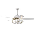 ZUN 52" Crystal Ceiling Fan with 5 Reversible Blades Light Kit and Remote Control, 3-Speed - Matte White W1592P152577