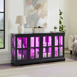 LED Curio Display Cabinet Antique Display Cabinet with Glass Doors Adjustable Shelves for W2275P300145