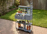 (With Assembly Video) 62.3'' Patio Kitchen Island Solid Wood Kitchen Cart with Stainless N717P417963E