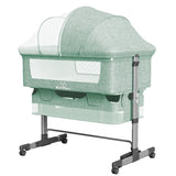 Baby Bassinet Bedside Sleeper Adjustable Portable Bed with Mosquito Nets,Green 14904342