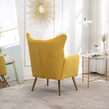 ZUN Sovarol Velvet Button-Tufted Wing Back Accent Chair, Yellow T2574P164253