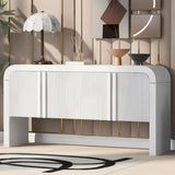 U_STYLE Striped Storage Cabinet with 4 Doors , Adjustable, Suitable for Study,Entrance and Living WF321487AAK