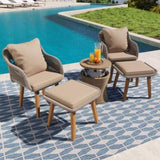 K&K 5 Pieces Patio Furniture Chair Sets, Patio Conversation Set With Wicker Cool Bar Table, WF324995AAZ
