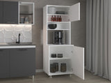 FM FURNITURE Buckeye Kitchen Pantry with Open Storage and 2 Doors, White B128P301402