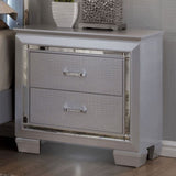 Contemporary 1pc Nightstand Silver Bedside Table LED Light English Dovetail Drawer Bedroom Furniture B011P232477