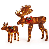 2-piece set lit moose Christmas decoration with LED lights 16393825