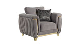 Leena Contemporary Style Upholstery Chair Made with Wood in Gold accent & Gray B009P264616